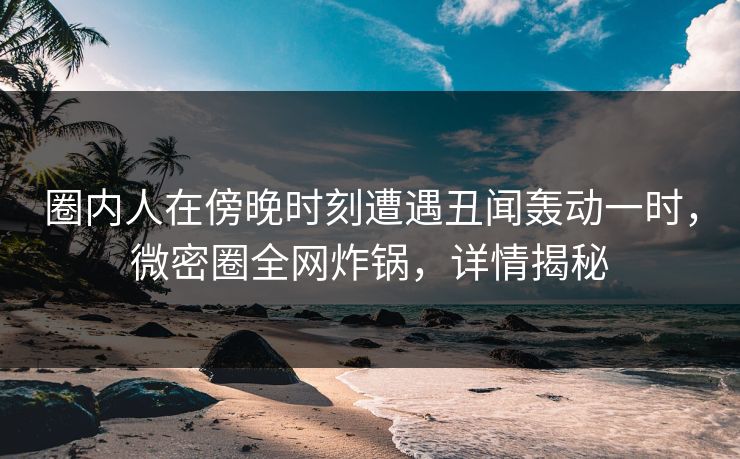 详细阅读:圈内人在傍晚时刻遭遇丑闻轰动一时,微密圈全网炸锅,详情揭秘 圈内人在傍晚时刻遭遇丑闻轰动一时,微密圈全网炸锅,详情揭秘