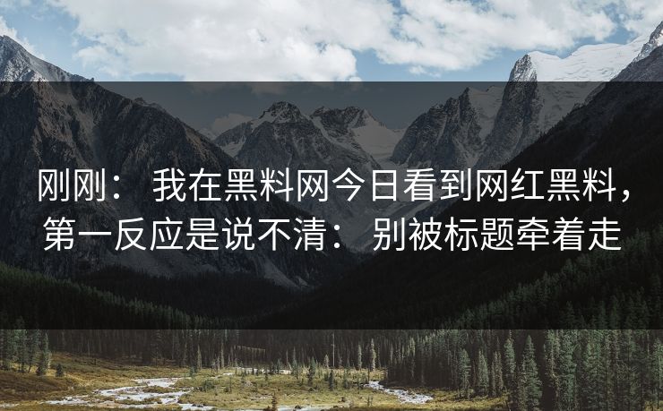 刚刚： 我在黑料网今日看到网红黑料，第一反应是说不清： 别被标题牵着走