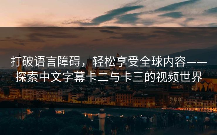 打破语言障碍，轻松享受全球内容——探索中文字幕卡二与卡三的视频世界
