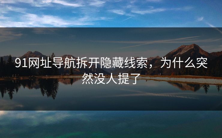 91网址导航拆开隐藏线索，为什么突然没人提了